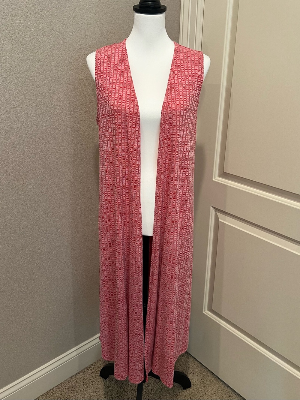 LuLaRoe Joy Red/Pink Sleeveless Duster Vest